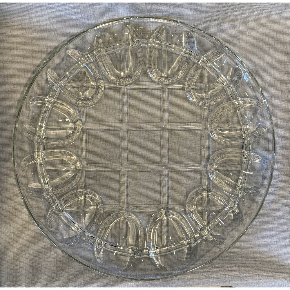 DEPRESSION GLASS Indiana Glass Gazebo Deviled Egg/Relish Tray Platter, 12" HEAVY